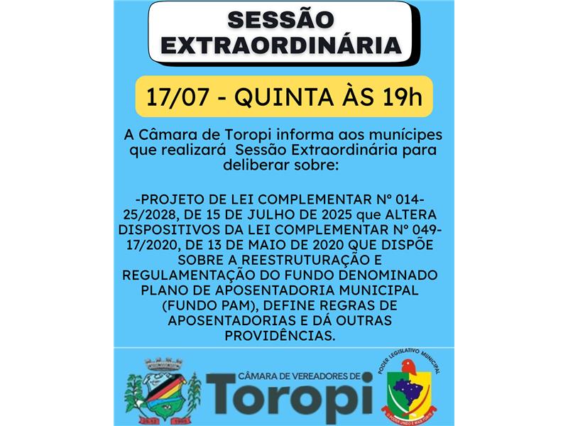 Sessão Extraordinária 17/07/2025 19:00